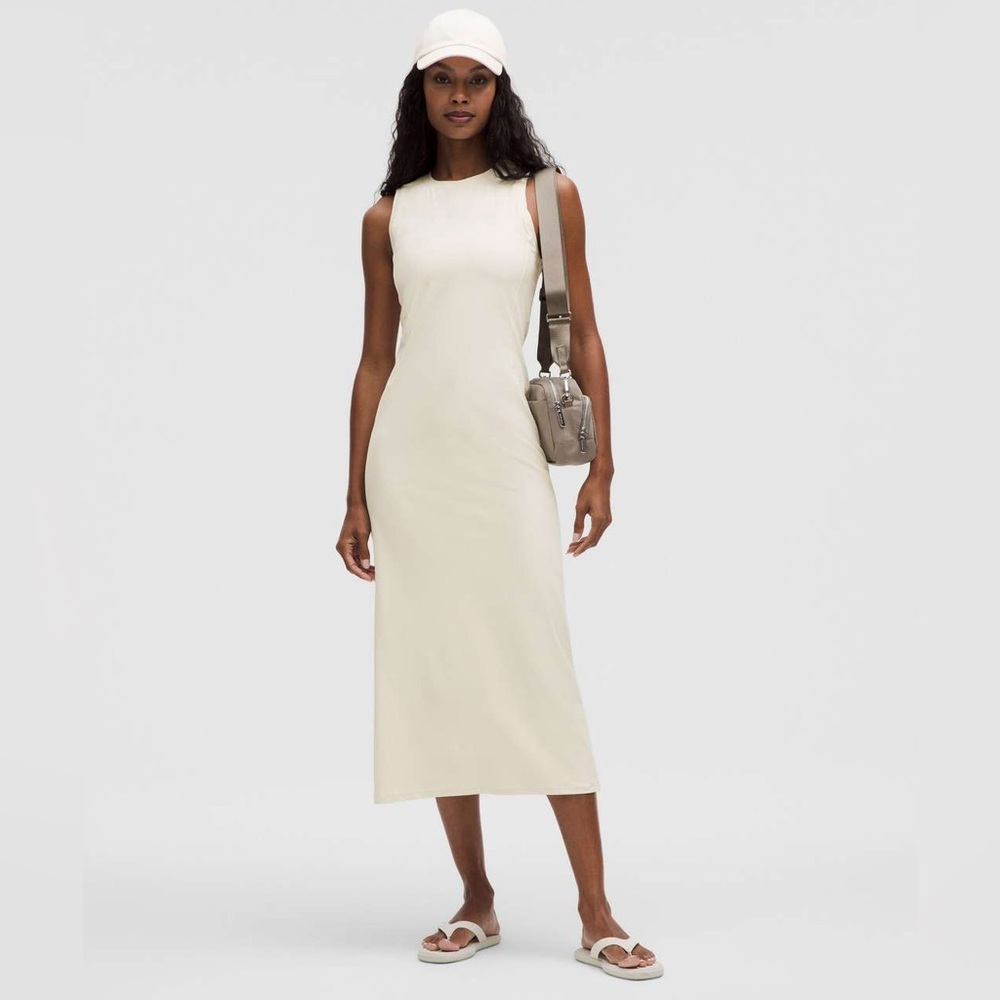NWT Lululemon All Aligned Ribbed Midi Dress, Light Ivory, size 12